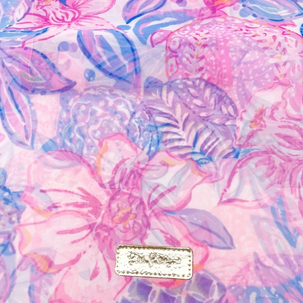 Lilly Pulitzer Womens Pink Isle Snappy Turtle Pattern Mesh Shopper Tote Bag - Picture 2 of 6